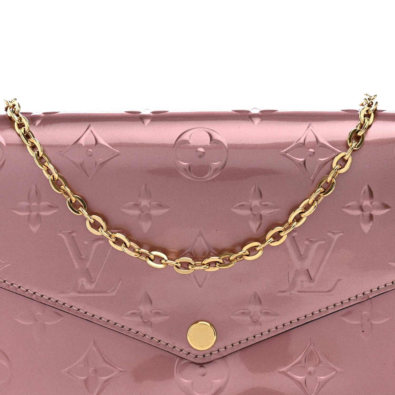 Vernis Pochette Felicie Chain Wallet Metallic Pale Pink
