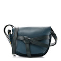 Grained Calfskin Small Gate Crossbody Bag Petroleum Blue Cypress
