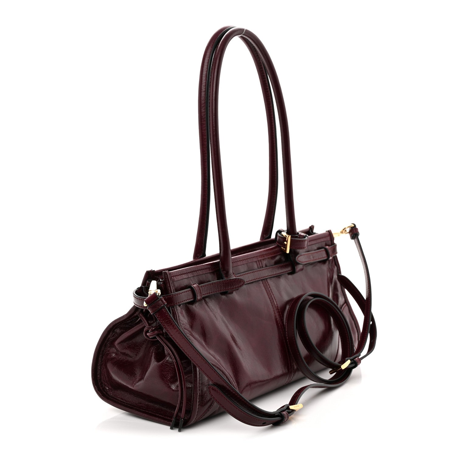 Shiny Nappa Medium Bonnie Shoulder Bag Bordeaux