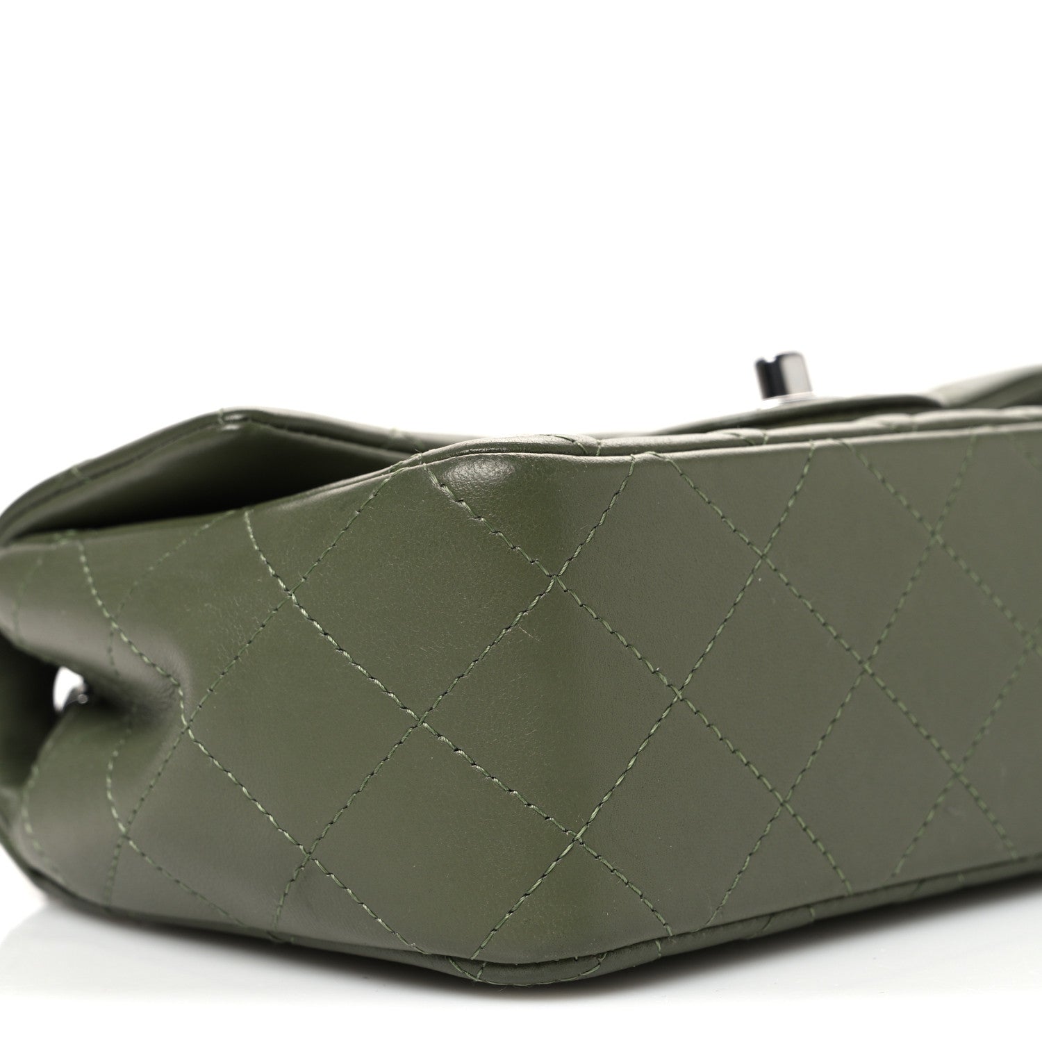 Lambskin Quilted Mini Rectangular Flap Green