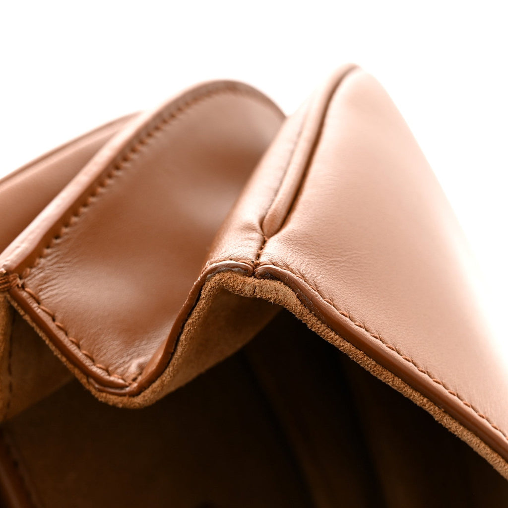 Smooth Calfskin Small Charlie Shoulder Bag Miel Dark