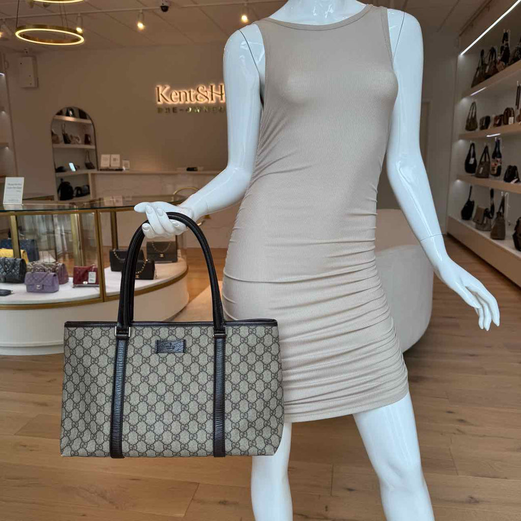 GUCCI Plus Monogram Small Joy Tote Brown