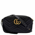 GUCCI Matelasse Chevron Marmont Small Crossbody Black