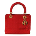 Nylon Cannage Medium Lady Dior Red