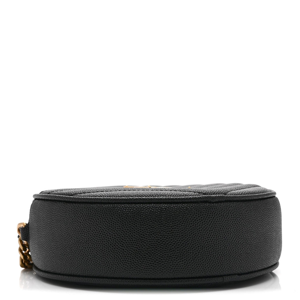 Grain De Poudre Matelasse Chevron Quilted Round Vinyle Camera Bag Black