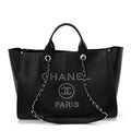 Caviar Medium Studded Deauville Tote Black