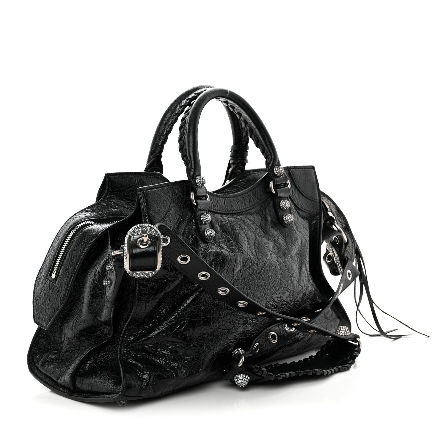 Agneau Arena Crystal Neo Cagole City Handbag Black