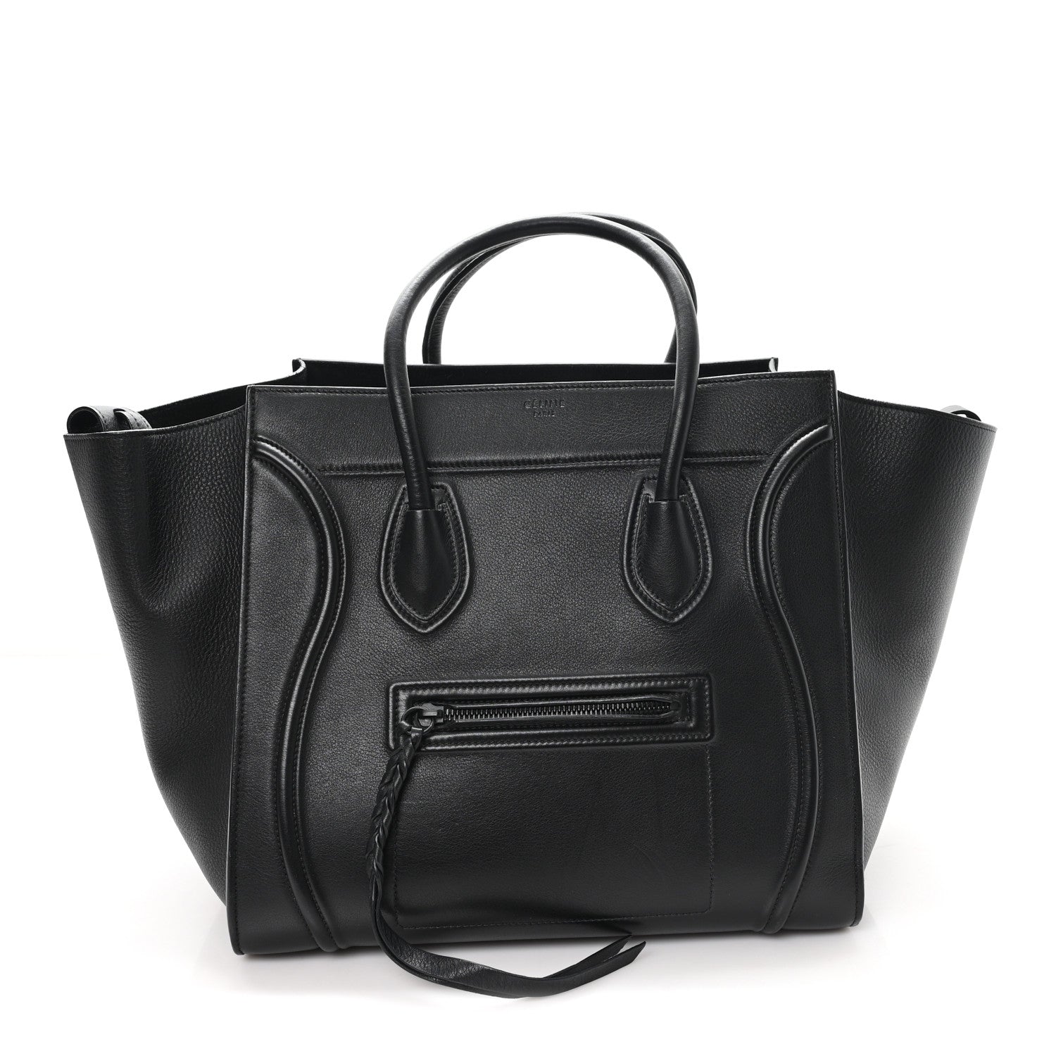 Grained Calfskin Medium Phantom Luggage Black