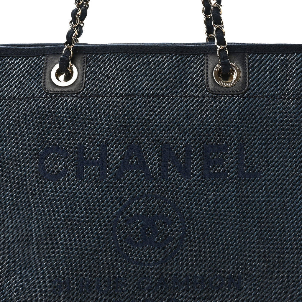 Mixed Fibers Striped Small Deauville Tote Navy Blue