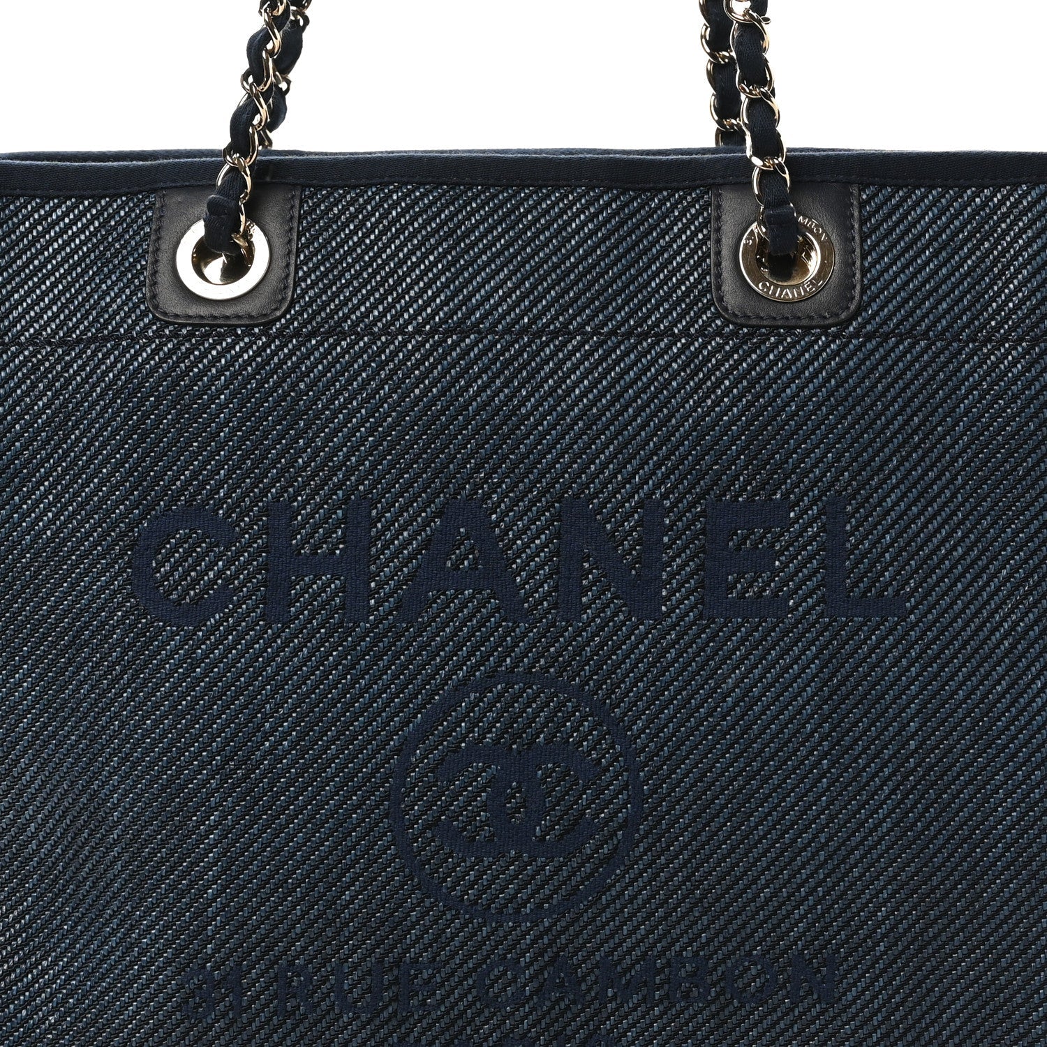 Mixed Fibers Striped Small Deauville Tote Navy Blue