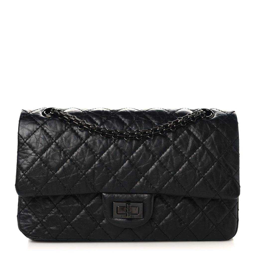 Aged Calfskin Quilted 2.55 Reissue 225 Flap So Black So Black