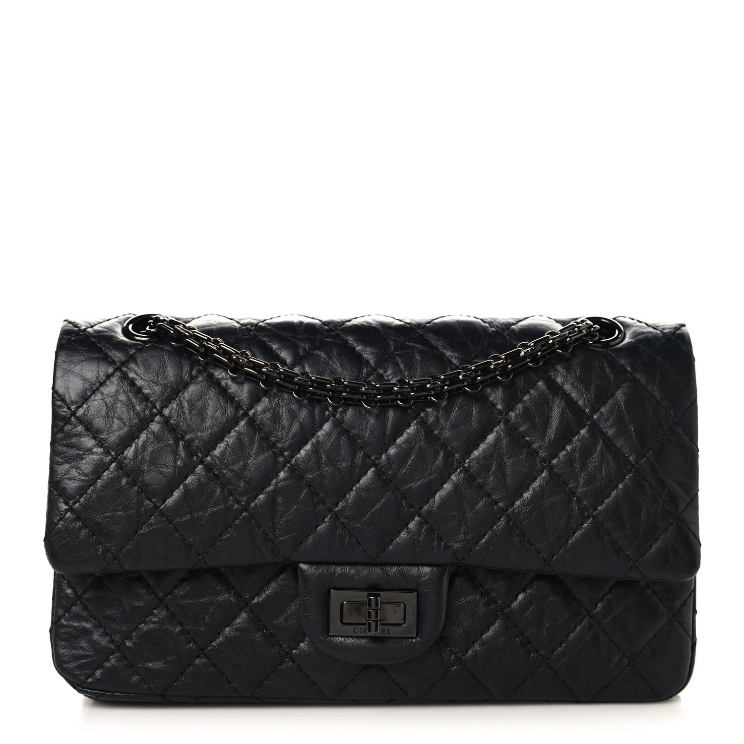 Aged Calfskin Quilted 2.55 Reissue 225 Flap So Black So Black