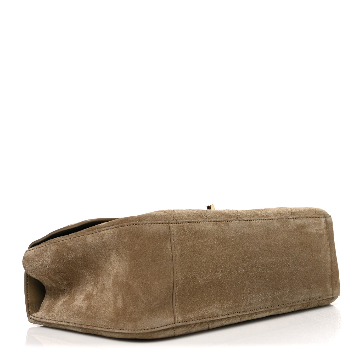 Suede Calfskin Small Souplissimo Maxi Flap Dark Beige