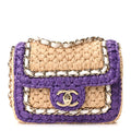 Raffia Chain Venice Beach Mini Flap Bag Beige Purple