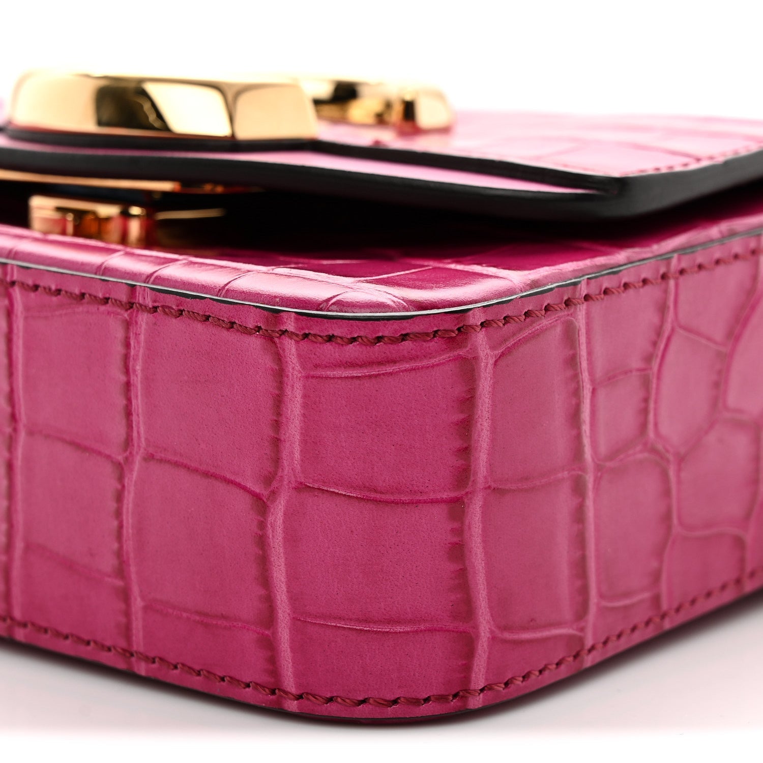 Calfskin Crocodile Embossed Mini C Bag Pink