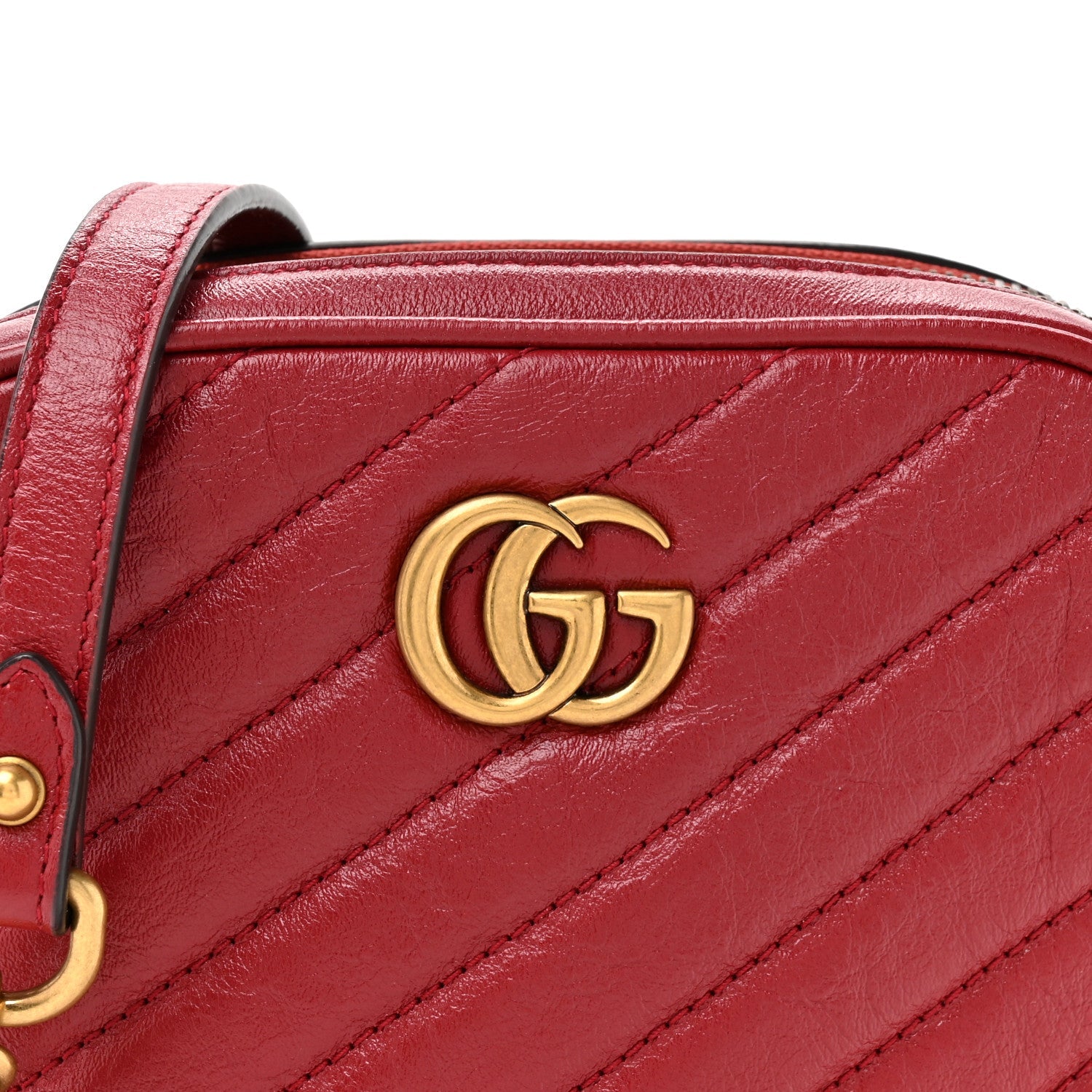 Azalea Calfskin Matelasse Diagonal Tall GG Marmont Crossbody Bag Romantic Cerise