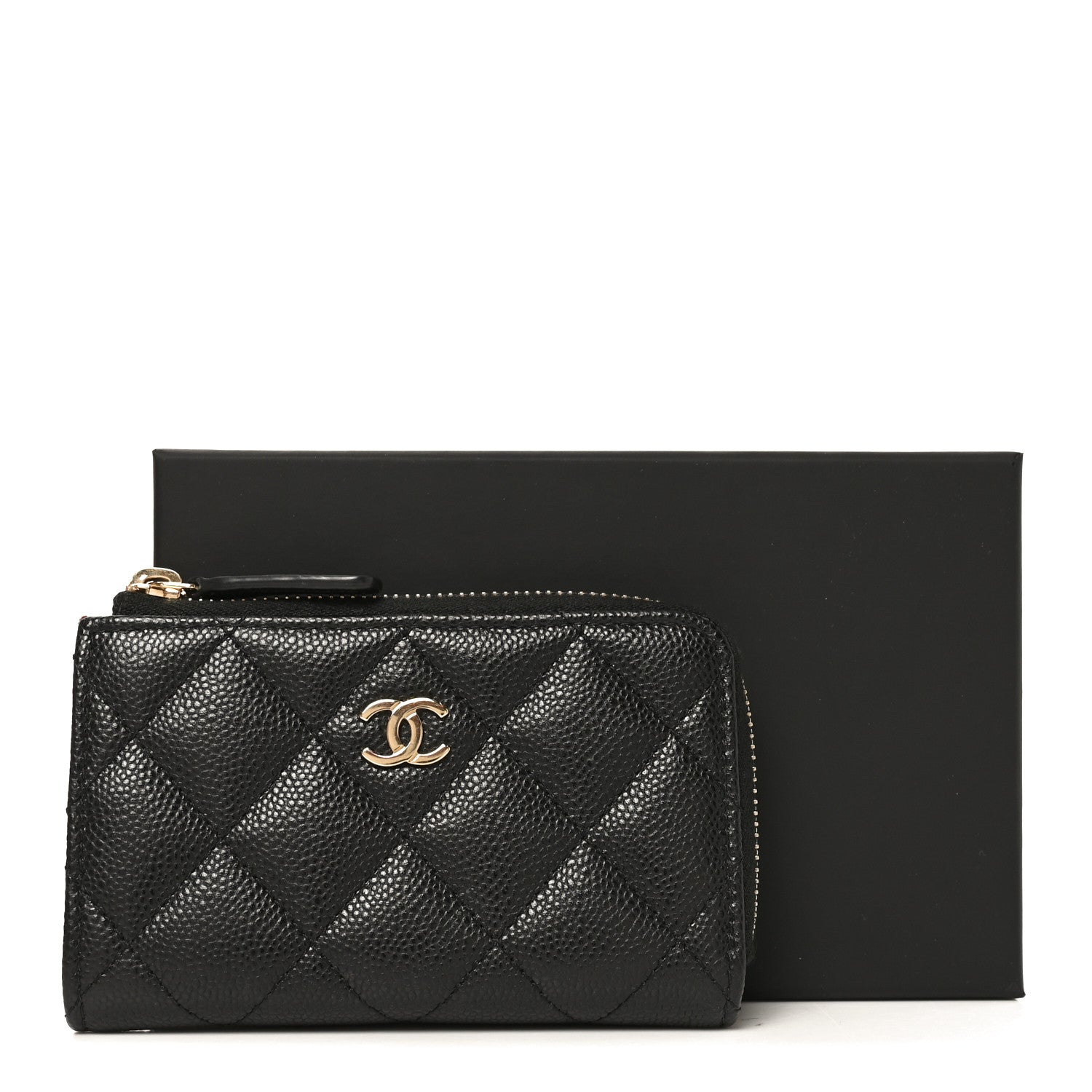 Caviar Quilted Zipped Key Holder Case Black