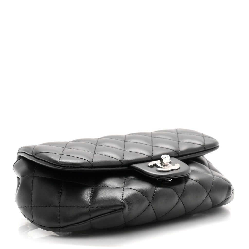 Calfskin Quilted CC Uniform Flap Belt Bag Black