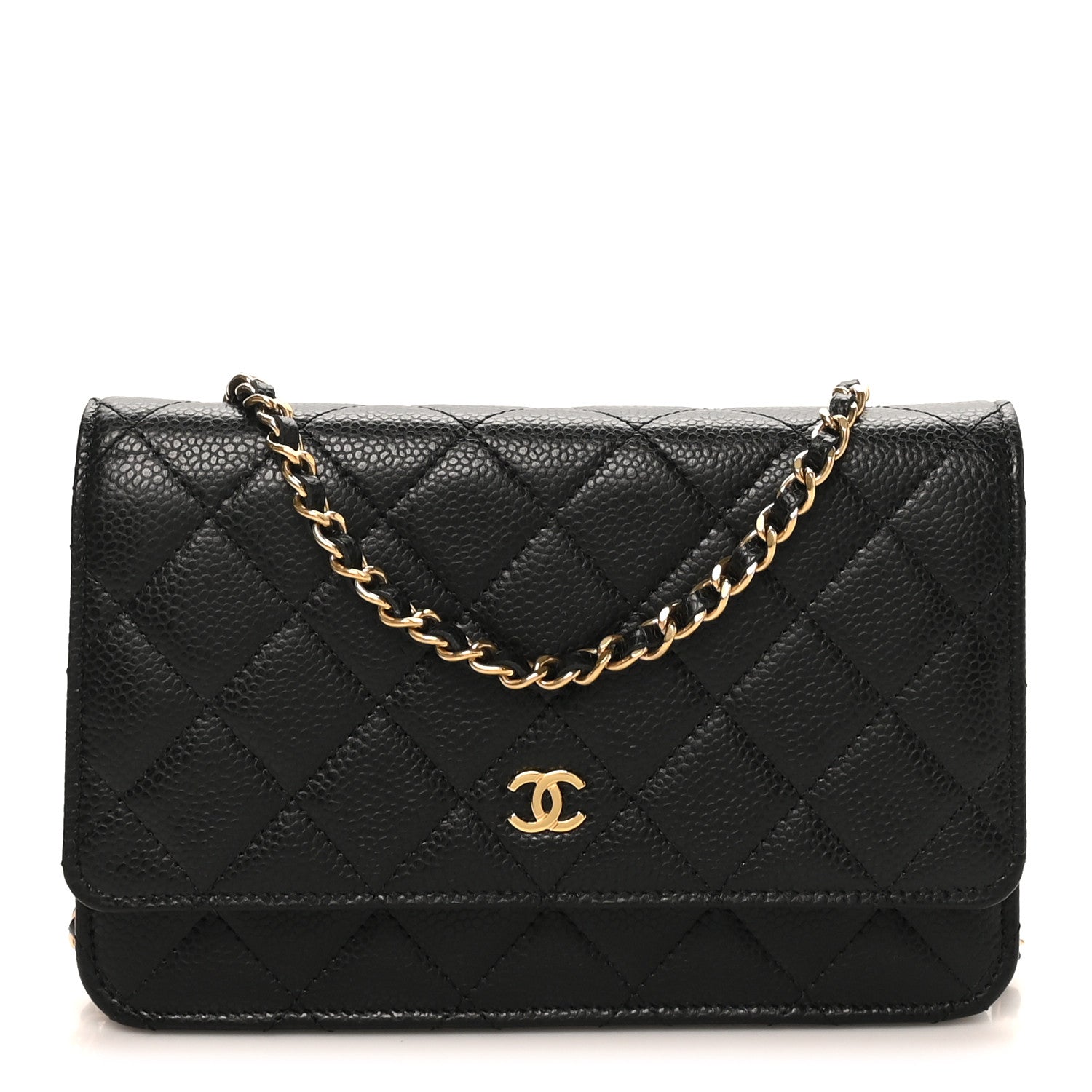Caviar Quilted Wallet on Chain WOC Black