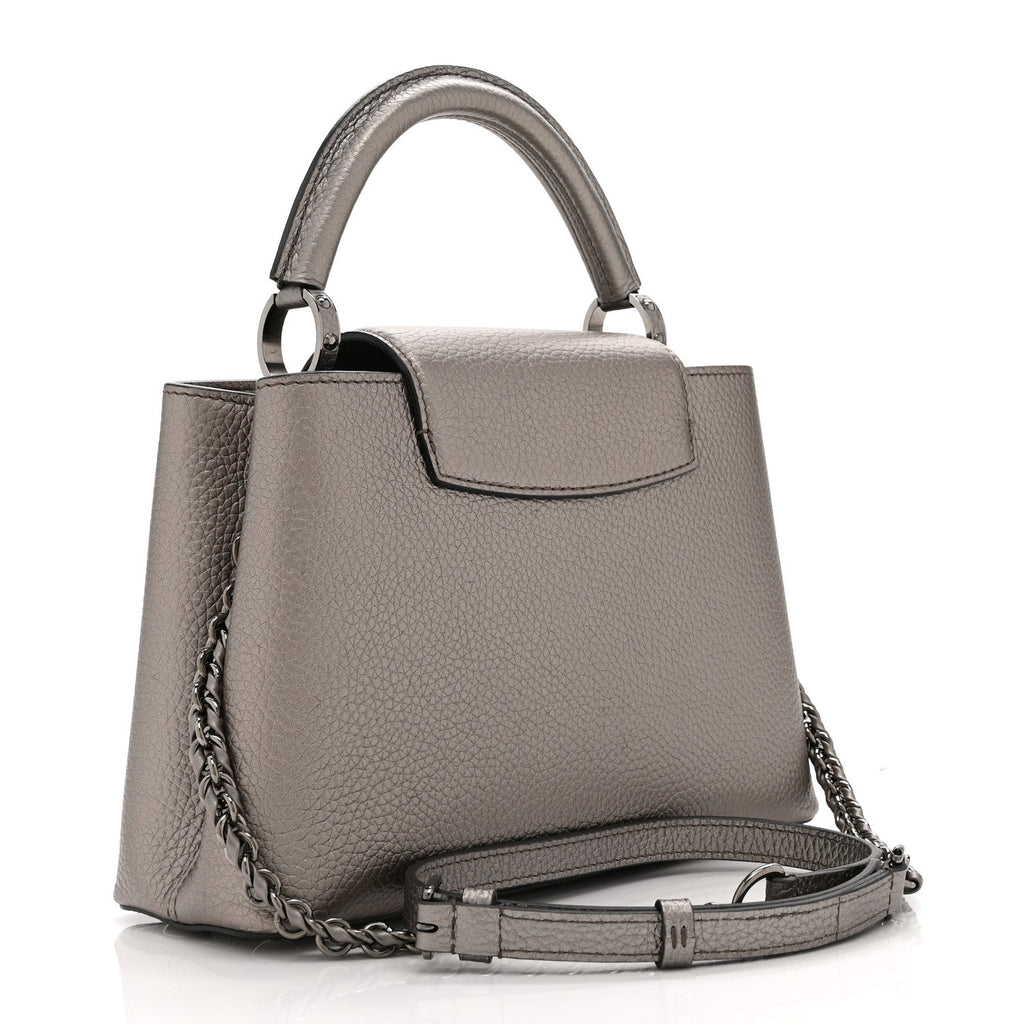 Metallic Calfskin Capucines BB Etain