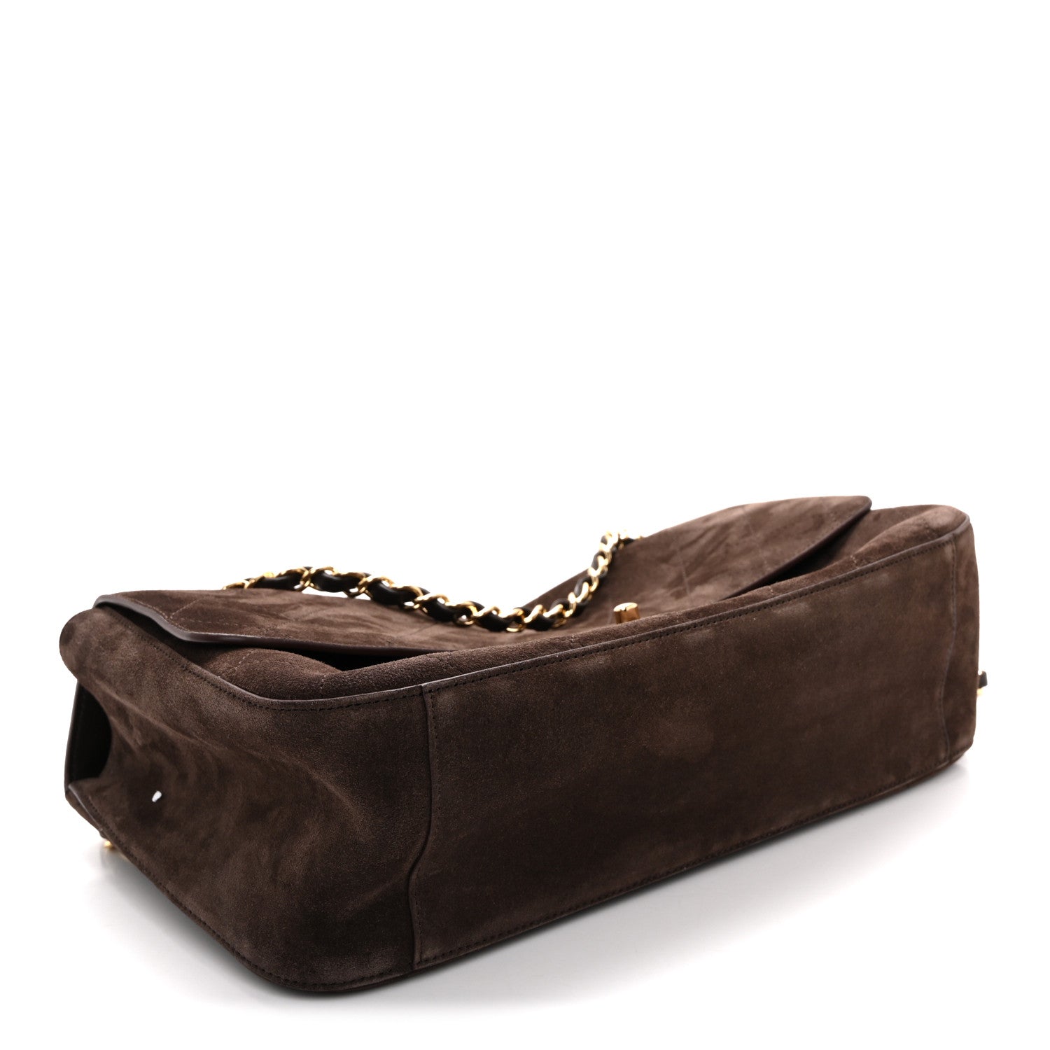 Suede Calfskin Small Souplissimo Maxi Flap Dark Brown