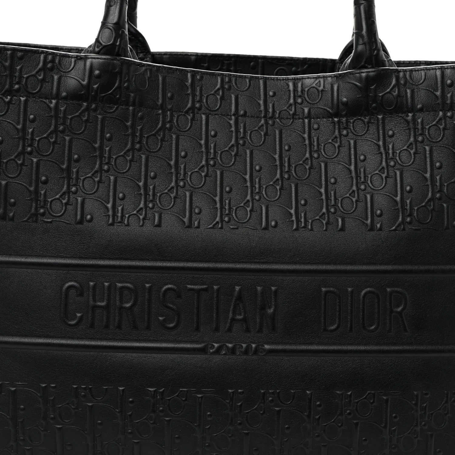 Oblique Calfskin Embossed Medium Book Tote Black