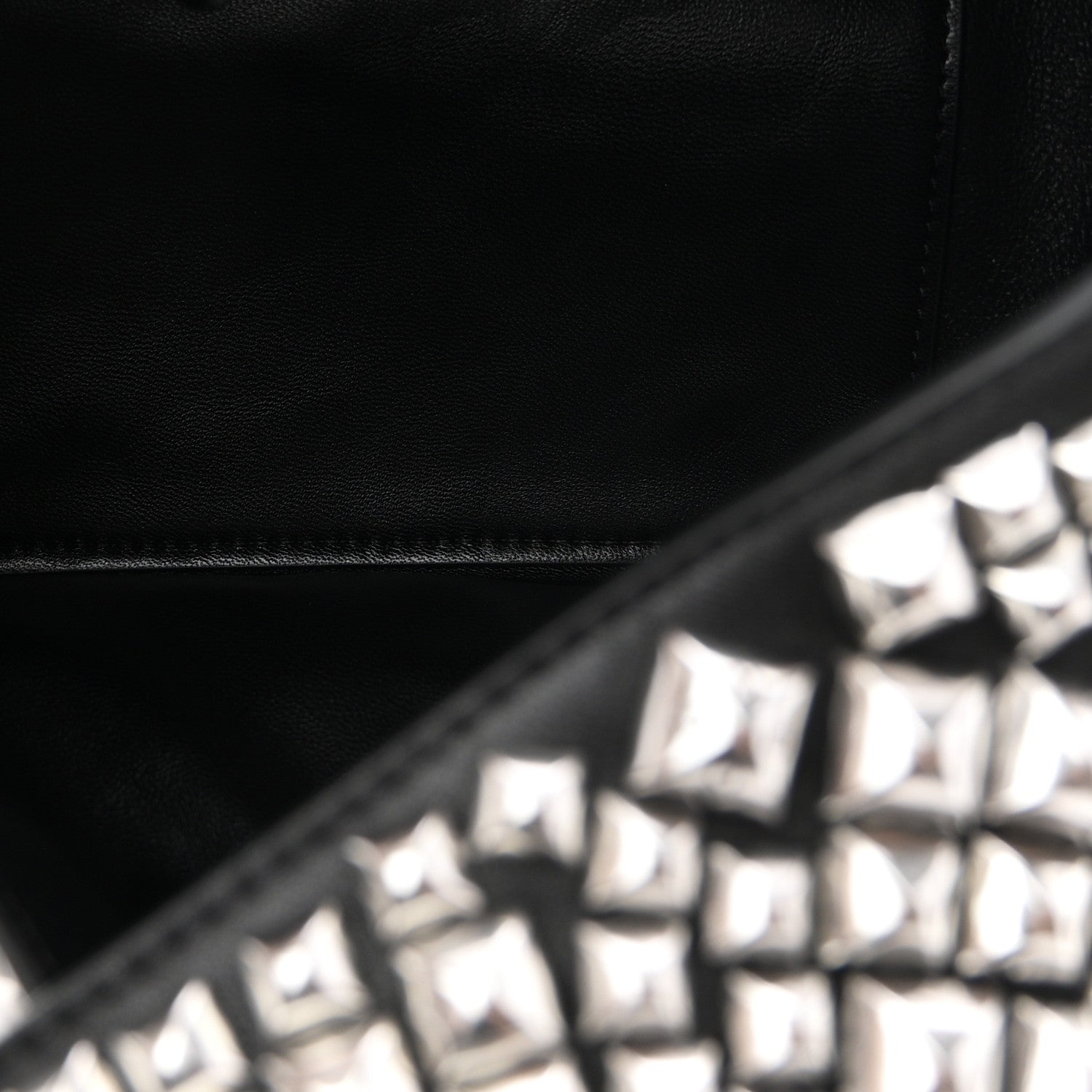 Sheepskin Studded Small Spike Hobo Black