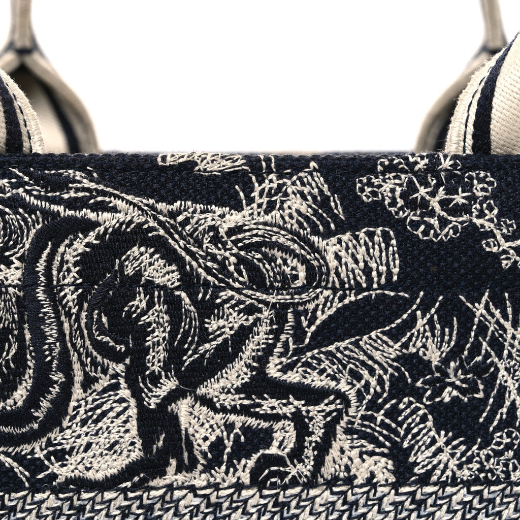 Calfskin Dioriviera Toile De Jouy Small Book Tote With Strap Blue Multicolor