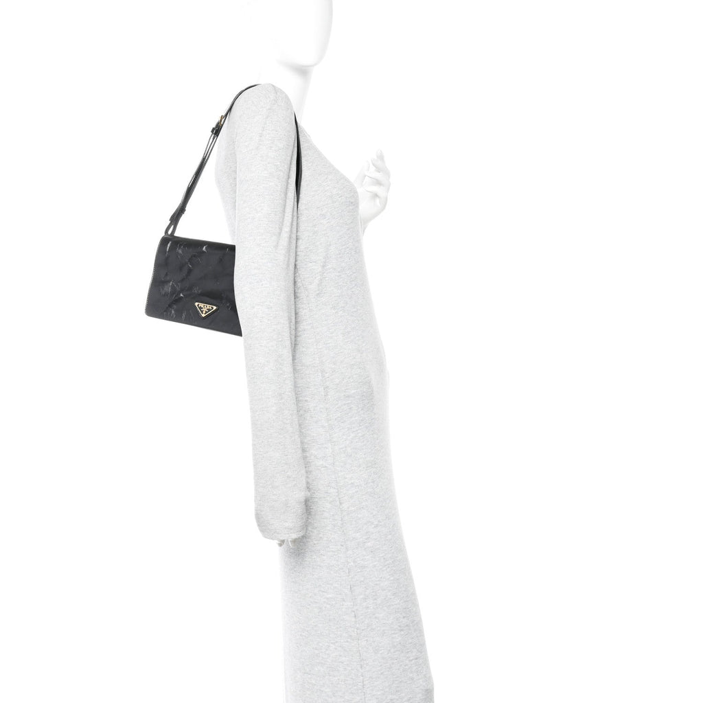 Soft Lux Calfskin Triangle Mini Shoulder Bag Black