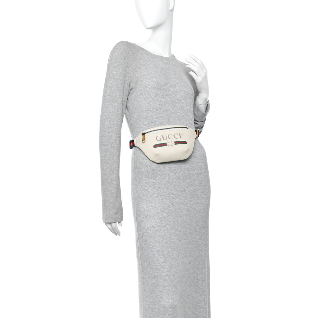 Grained Calfskin Small Logo Belt Bag White