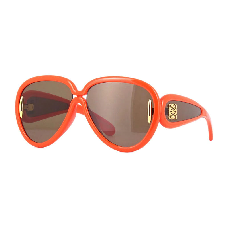 Loewe Sunglasses Aviator Full Rim, Shiny Metallic Grey Frame and Grey with Blue Mirror Lens LW40132I05X