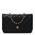 Caviar Quilted Wallet on Chain WOC Black