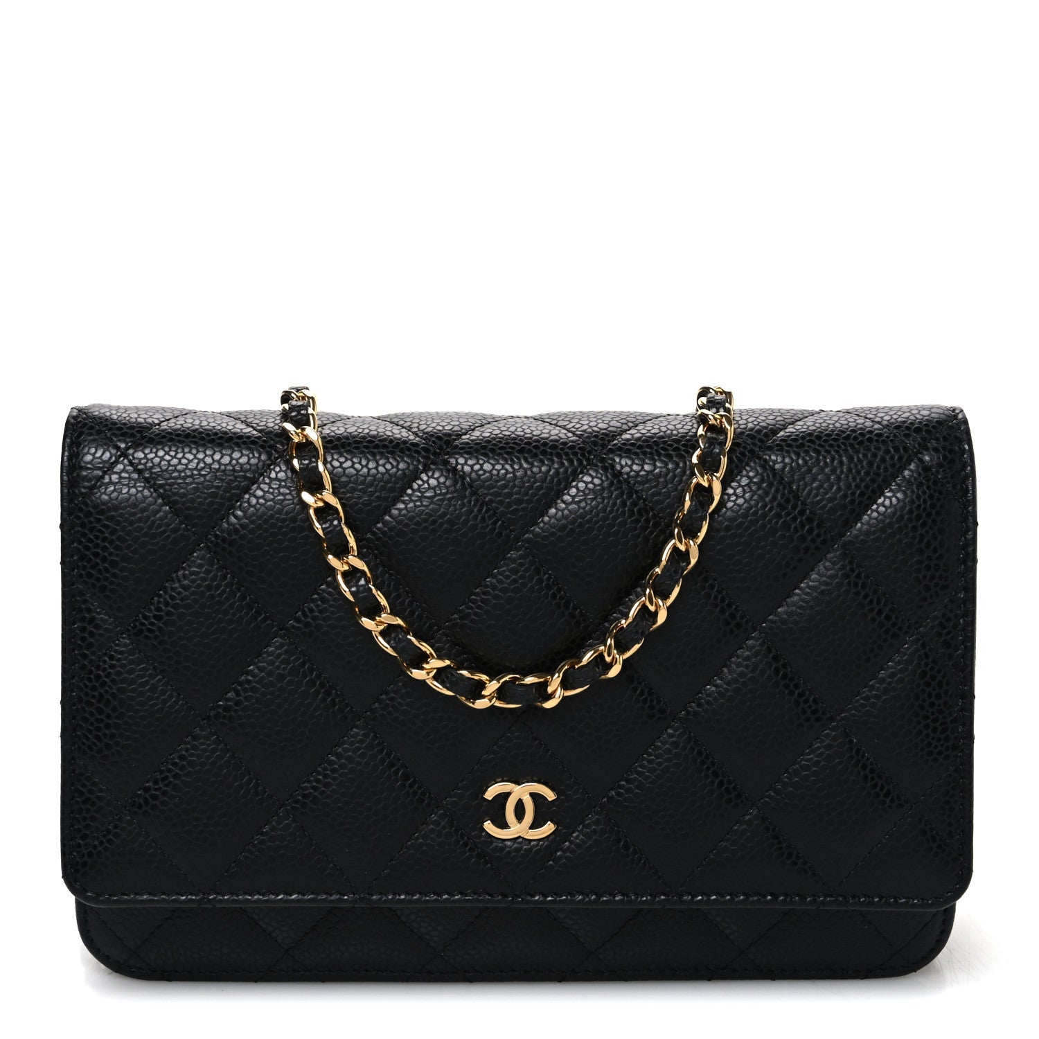 Caviar Quilted Wallet on Chain WOC Black