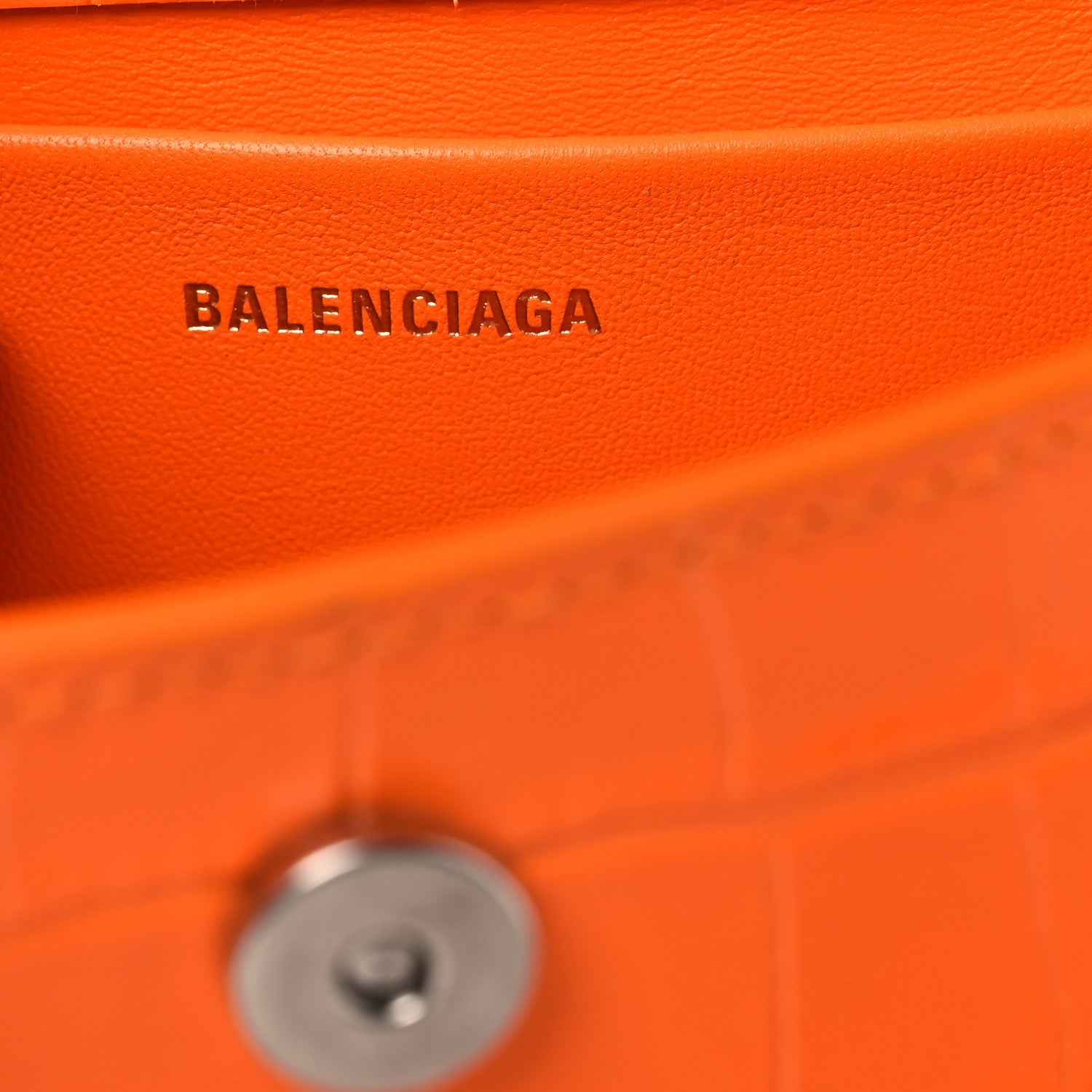 Shiny Super Supple Calfskin Crocodile Embossed Small XX Flap Stretch Bag Pop Orange