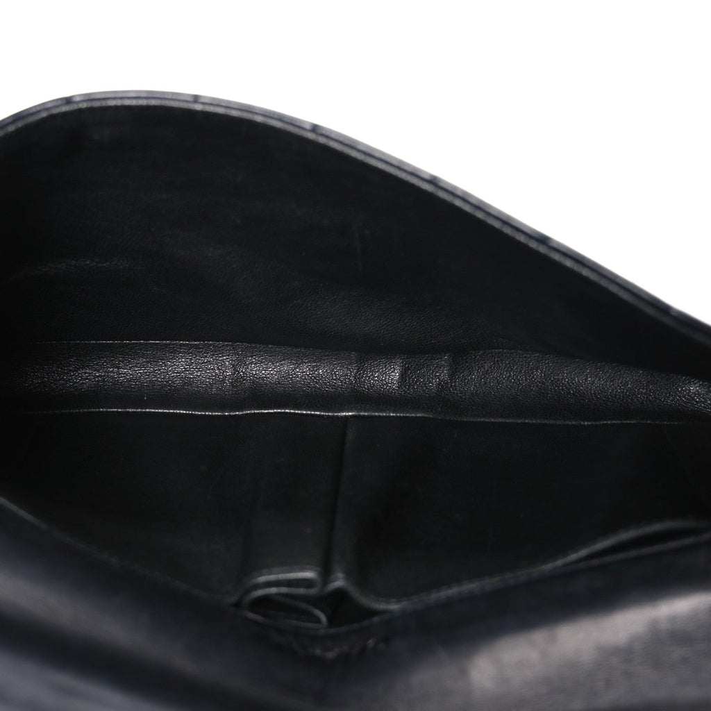 Lambskin East West Chocolate Bar Flap Black