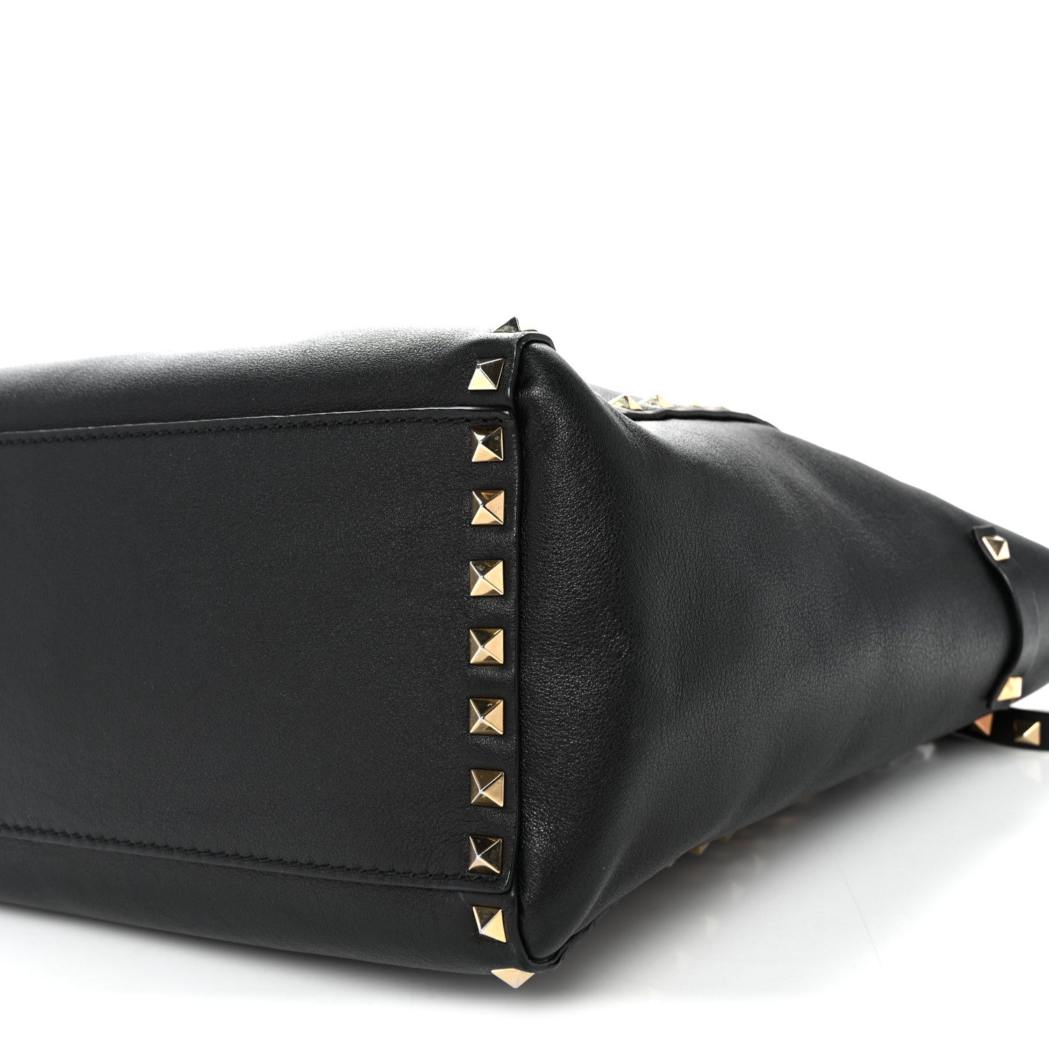 Vitello Rockstud Double Handle Tote Black