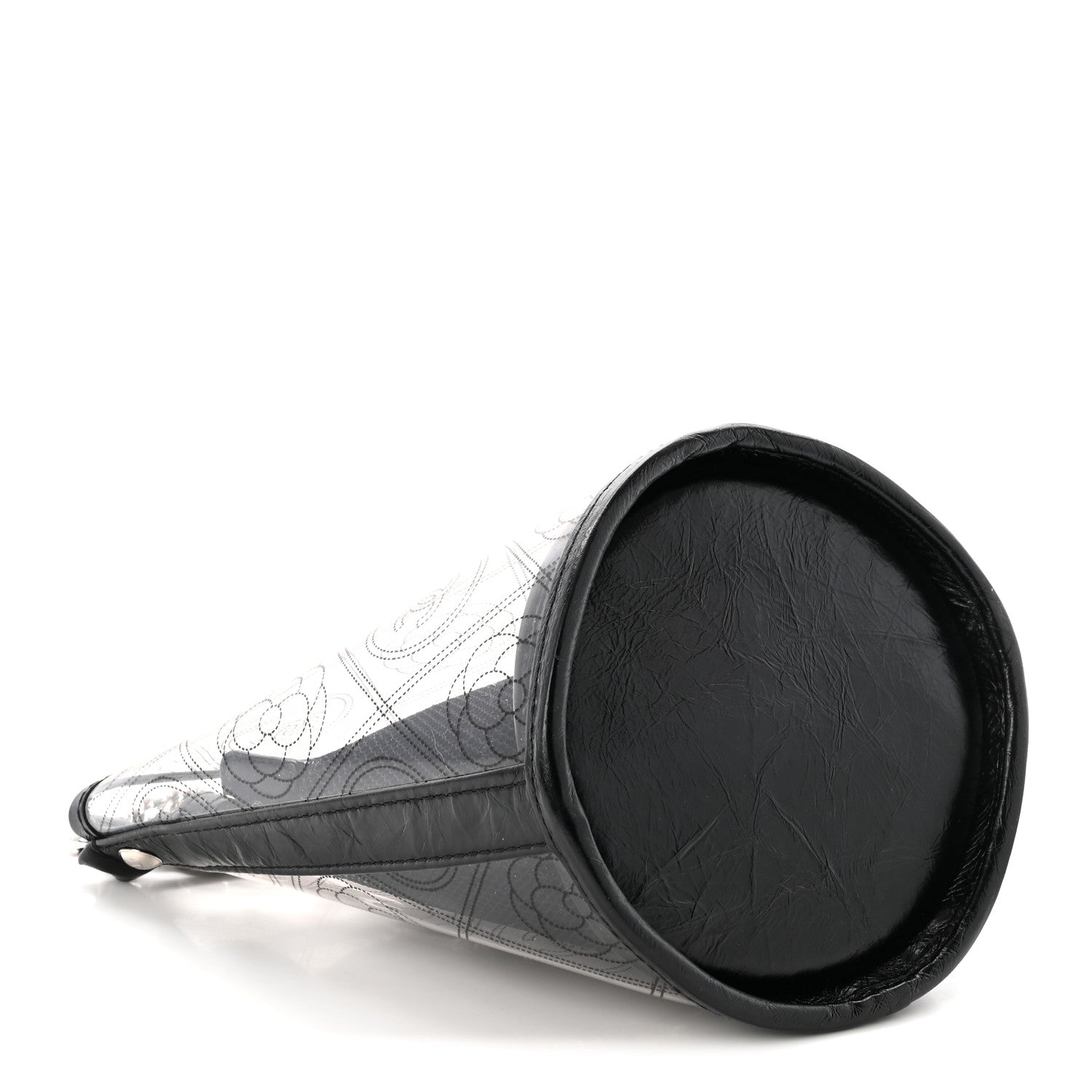 Crumpled Calfskin PVC Bucket Bag Black