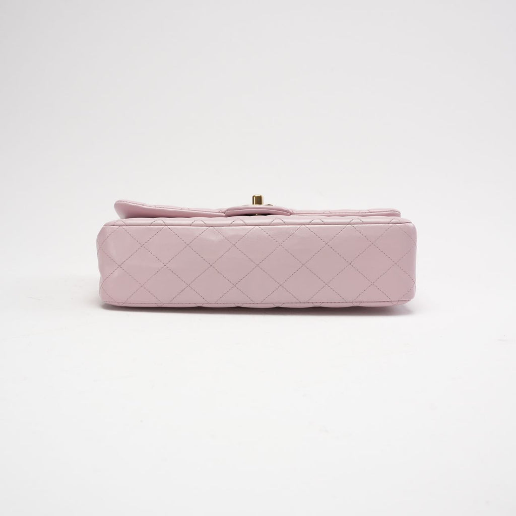Chanel Pink Quilted Medium Classic Double Flap Bag 2017