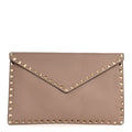 Vitello Medium Rockstud Envelope Flat Wristlet Pouch Poudre