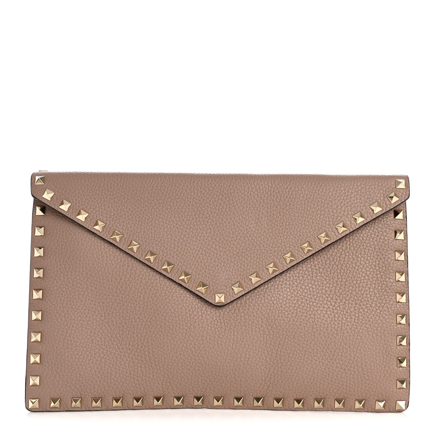 Vitello Medium Rockstud Envelope Flat Wristlet Pouch Poudre