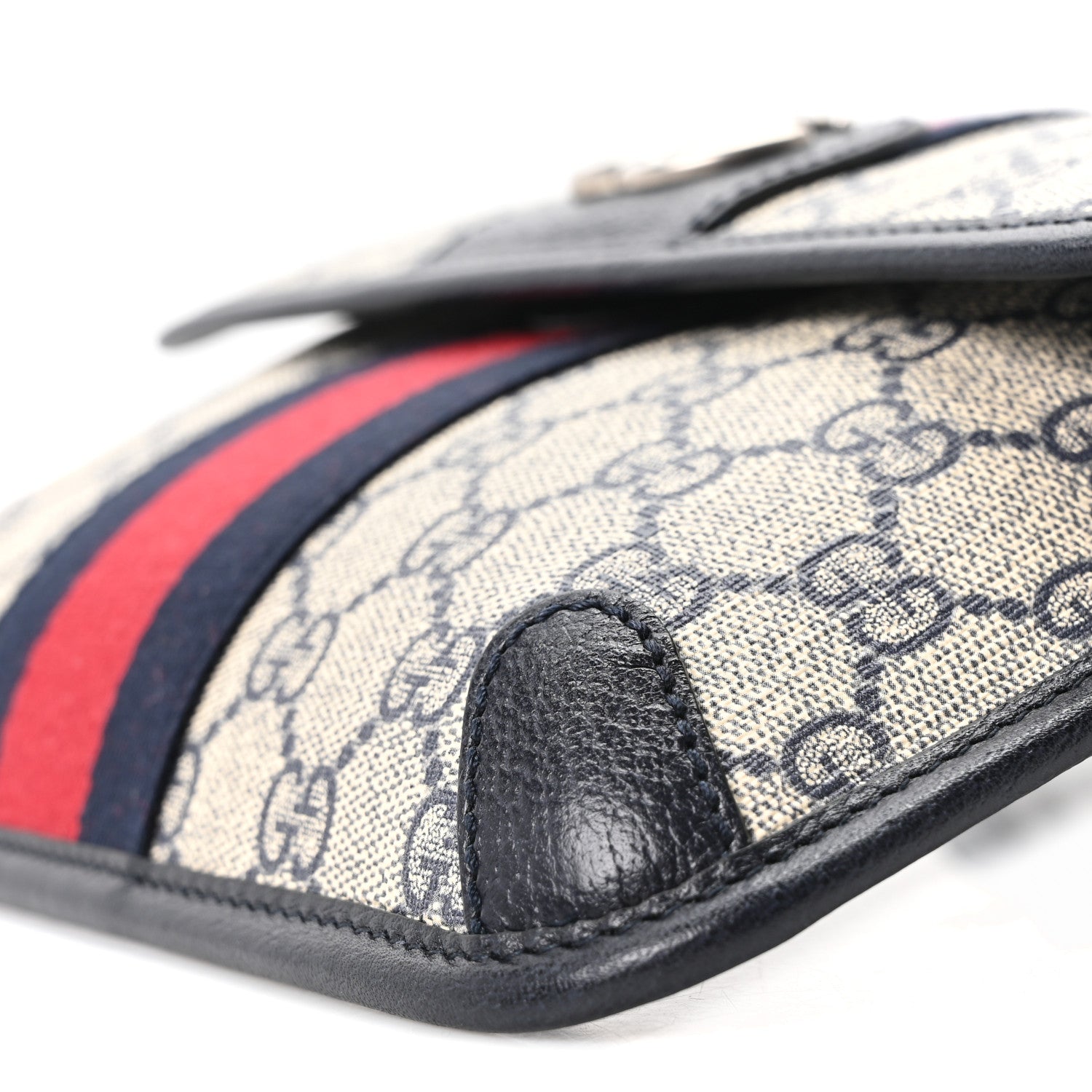 GG Supreme Monogram Web Small Ophidia Belt Bag 90 36 Beige Navy