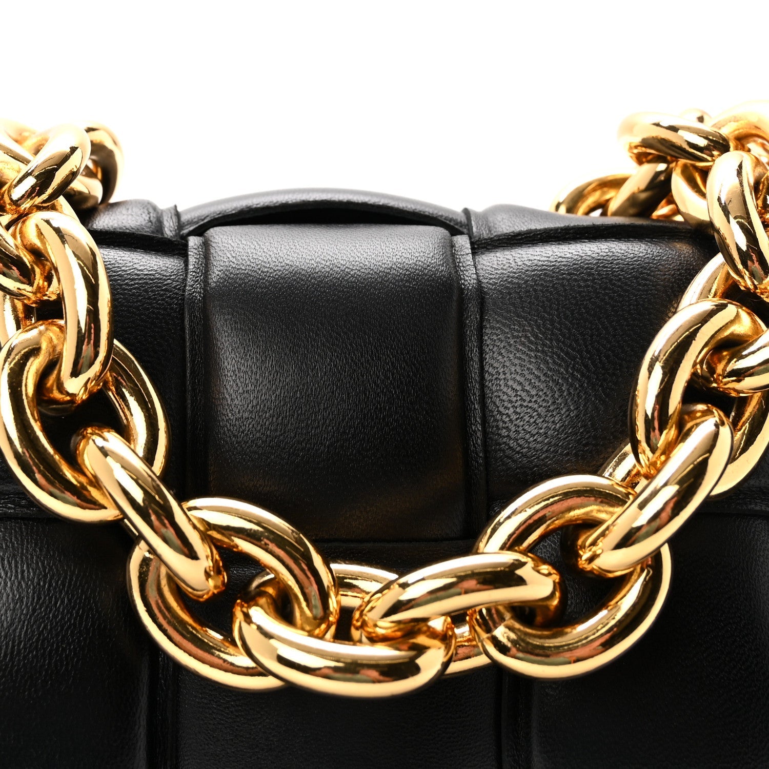 Lambskin Maxi Intreccio Padded Chain Cassette Crossbody Bag Black