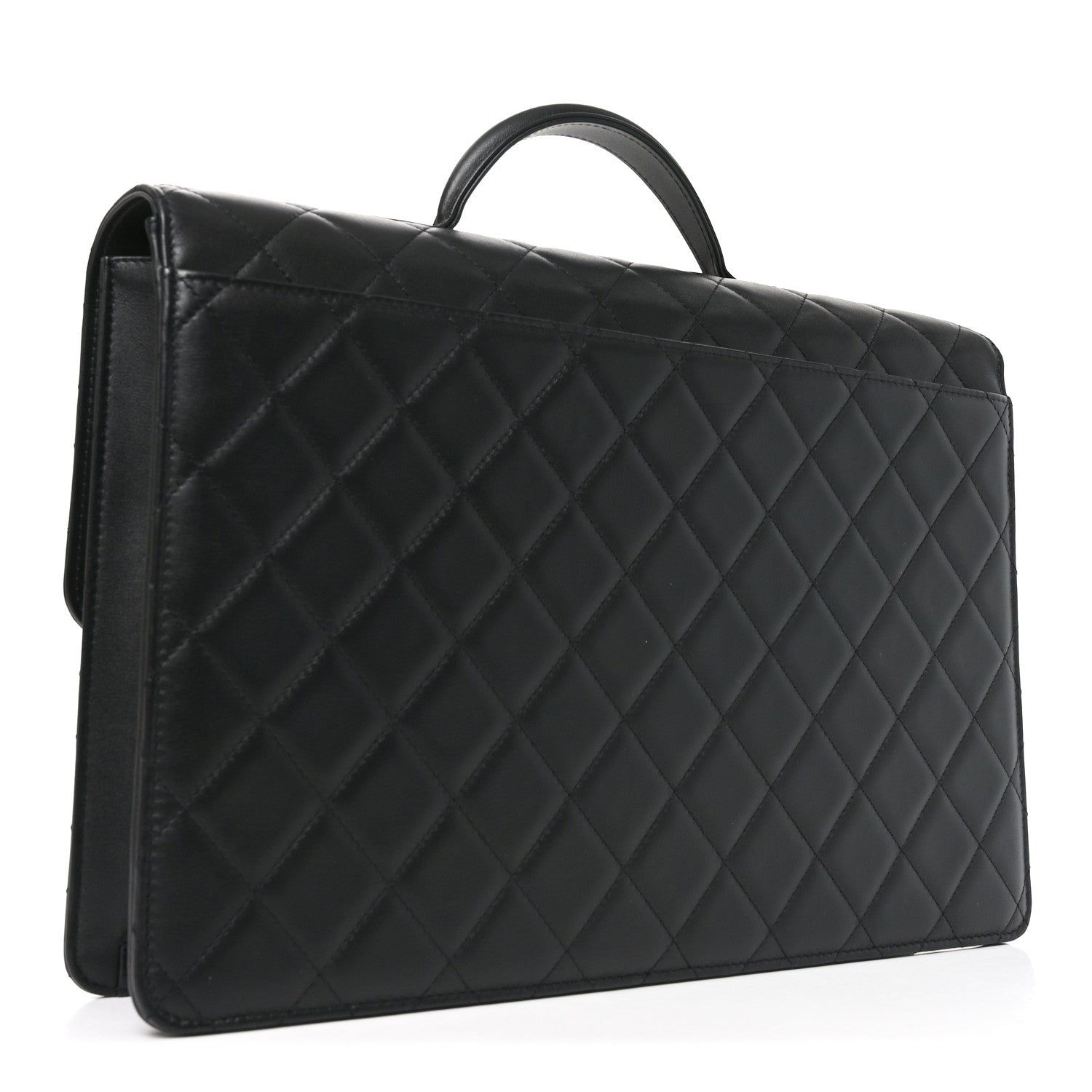 Lambskin Quilted Briefcase Satchel So Black