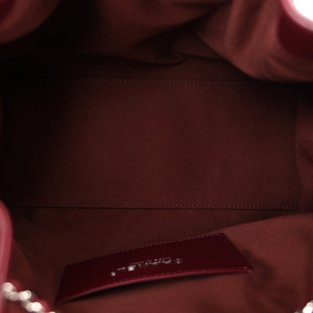 Shiny Calfskin Quilted Small Chanel 25 Handbag Burgundy