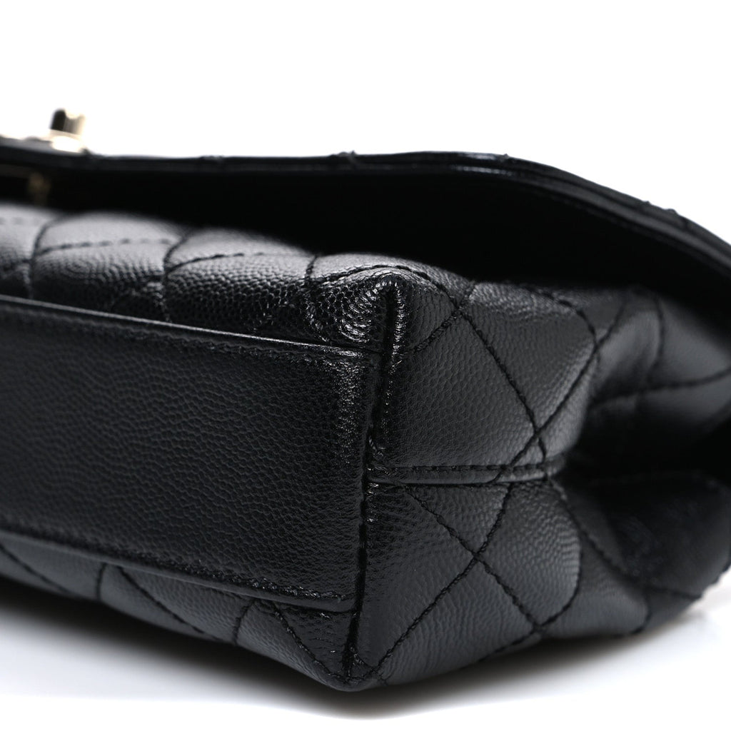 Caviar Quilted Maxi East West Coco Handle Flap Black Black