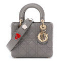Lambskin Cannage Small Lucky Badges My Lady Dior Grey