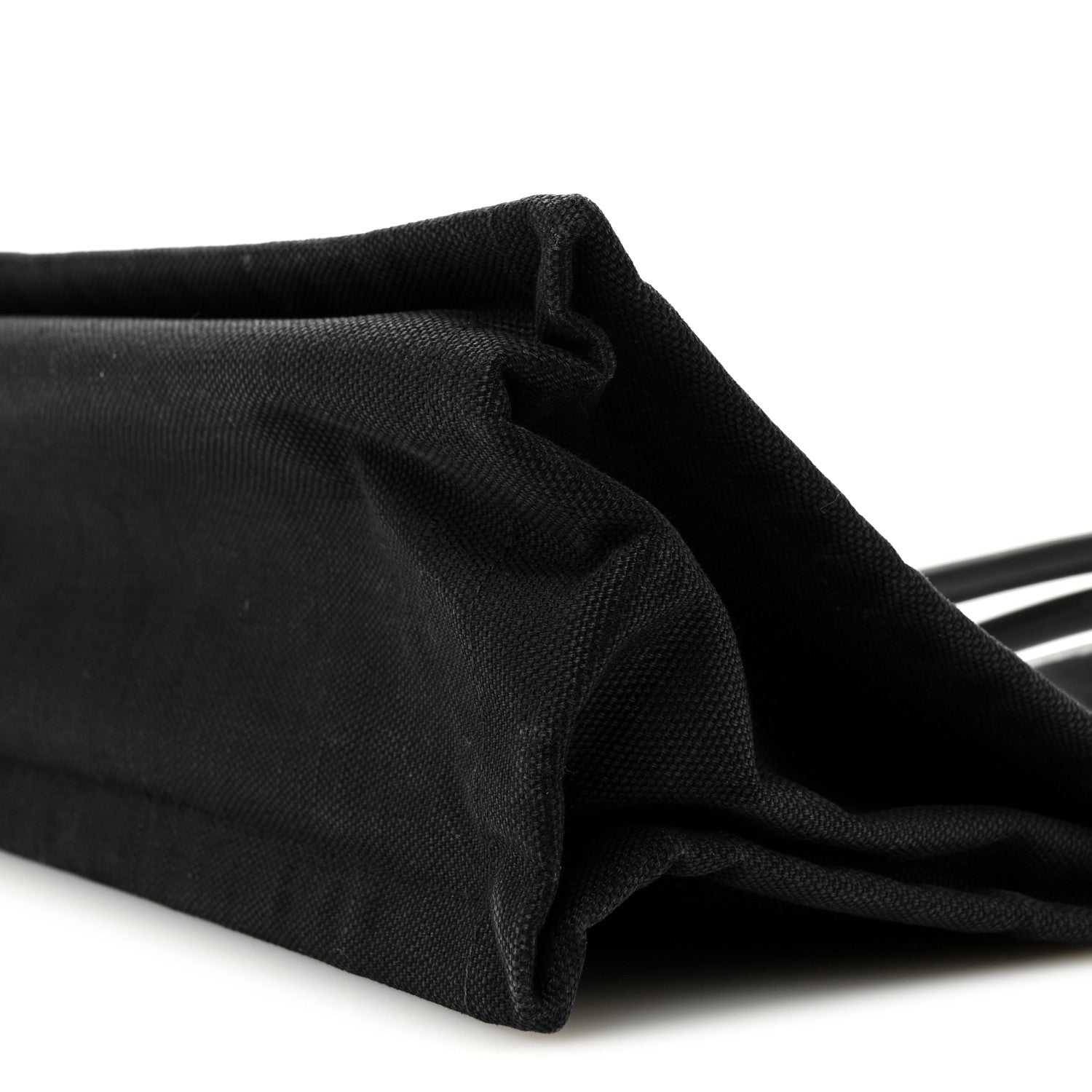 Raffia Linen Calfskin Small Rive Gauche Tote Black