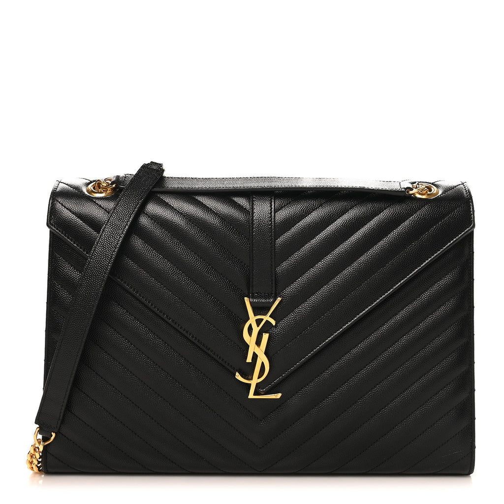 Grain De Poudre Matelasse Chevron Large Monogram Satchel Black