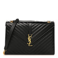 Grain De Poudre Matelasse Chevron Large Monogram Satchel Black