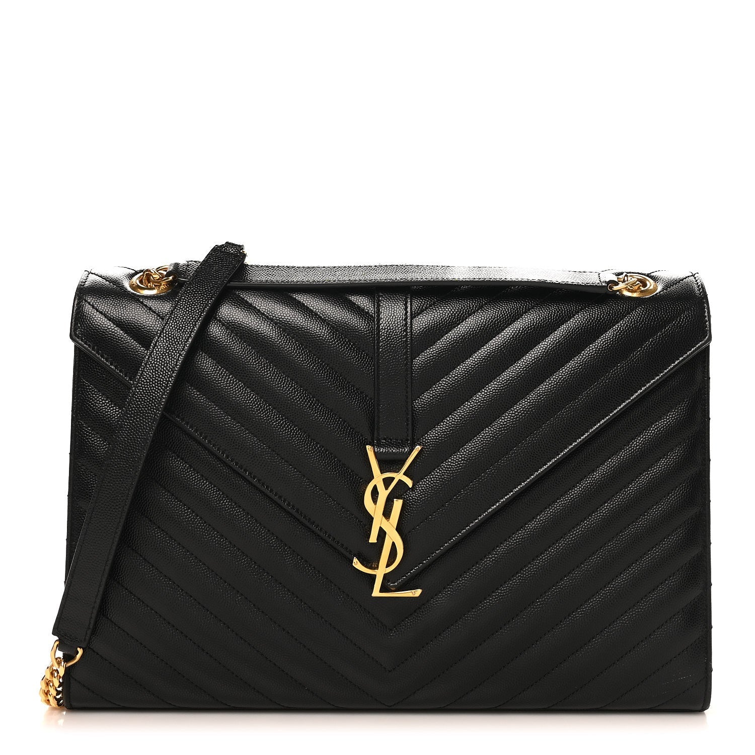 Grain De Poudre Matelasse Chevron Large Monogram Satchel Black